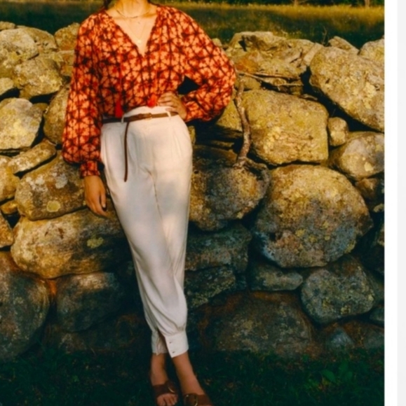 Porridge Elizabeth Smocked Peasant Top Sz S Bohemian - Picture 3 of 7